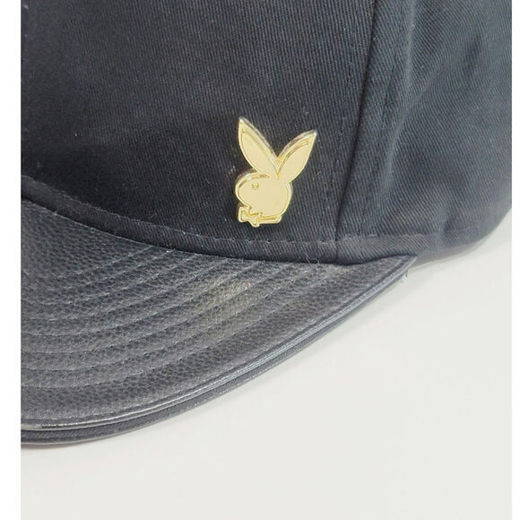 PLAYBOY FAUX LEATHER BILL BLACK ADJUSTABLE HAT - Picture 2 of 14